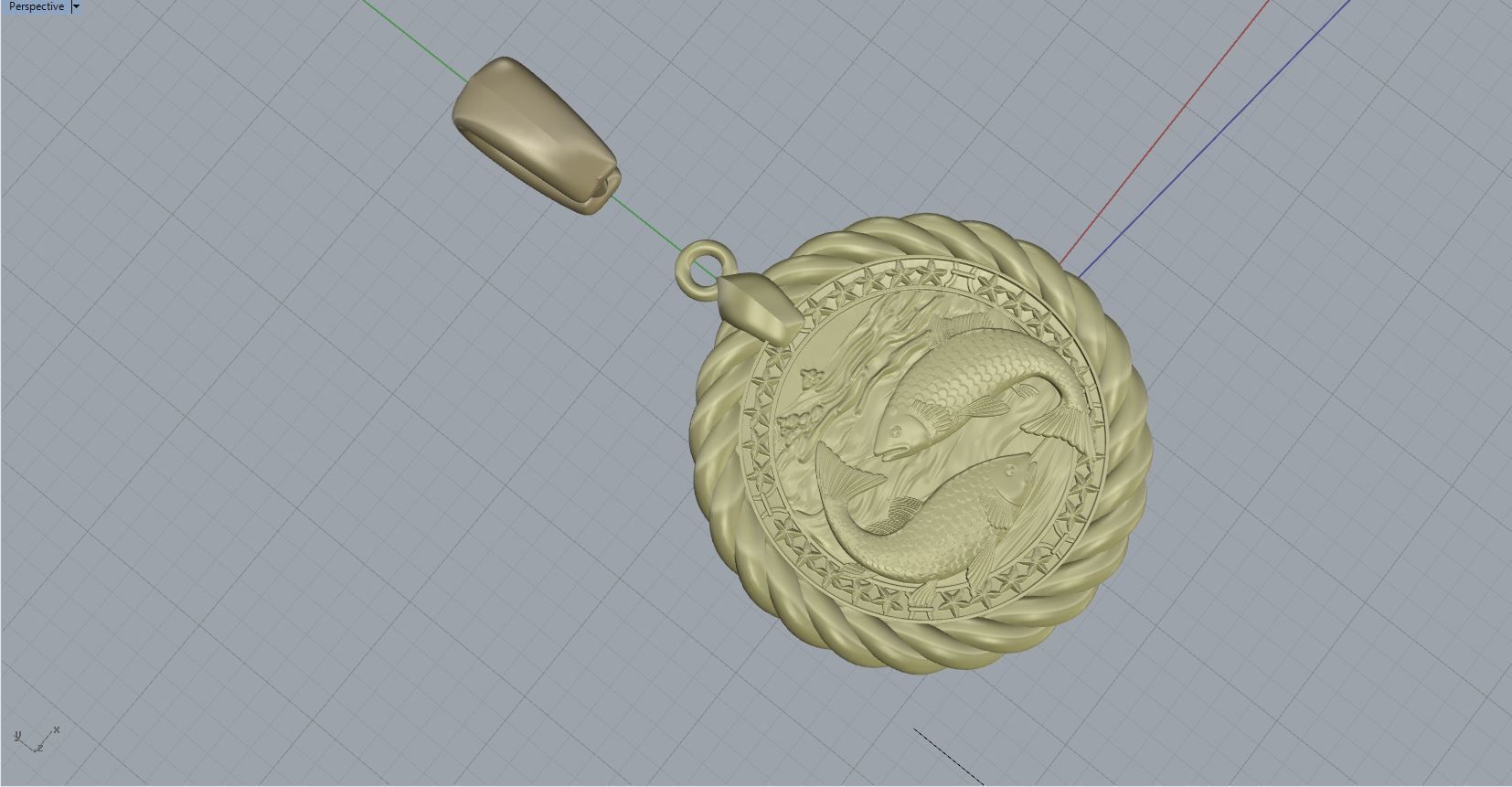 Fish horoscope pendant  3D print model_3