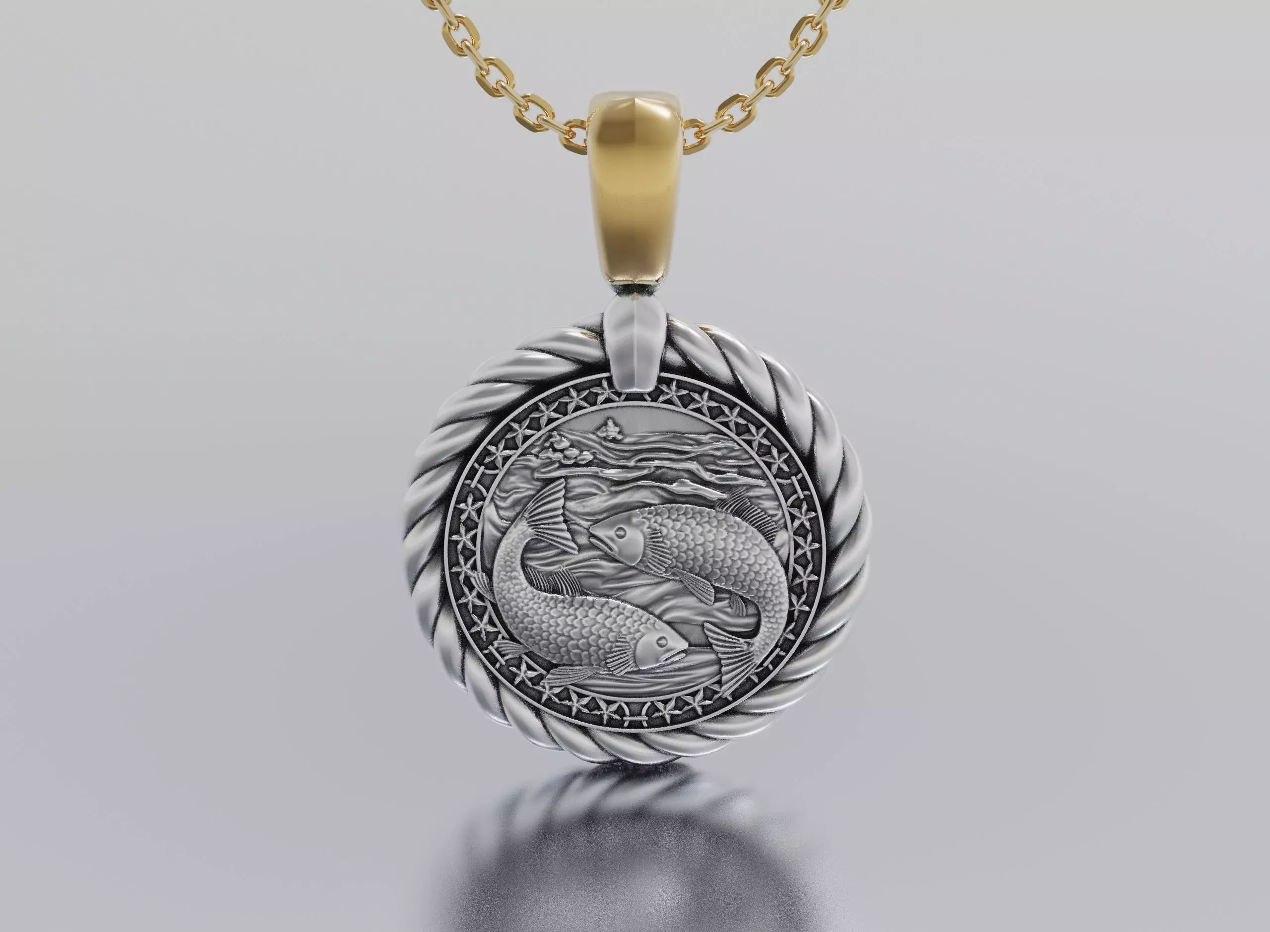 Fish horoscope pendant  3D print model_0