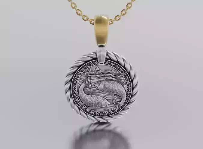 Fish horoscope pendant  3D print model