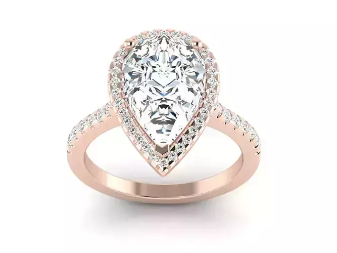 Solitaire Engagement Pear Stone Ring 3D print model