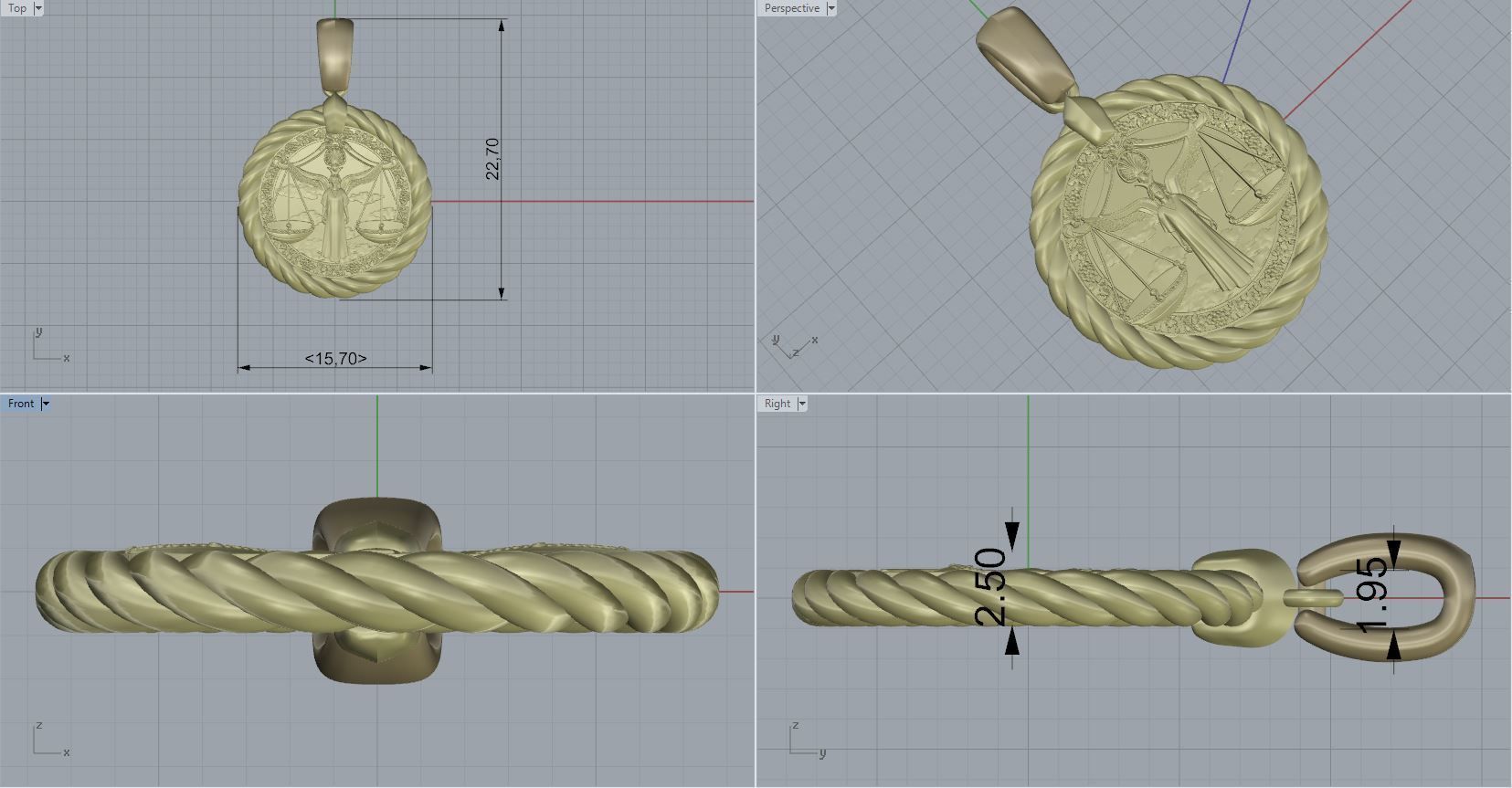 Libra horoscope pendant  3D print model_2