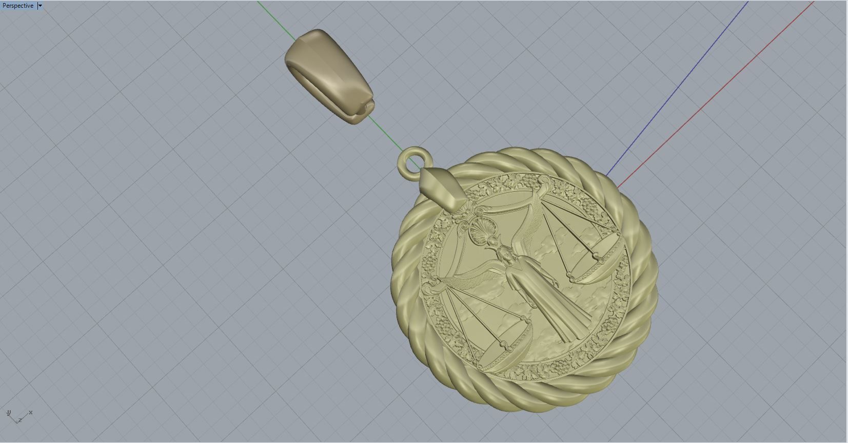 Libra horoscope pendant  3D print model_3