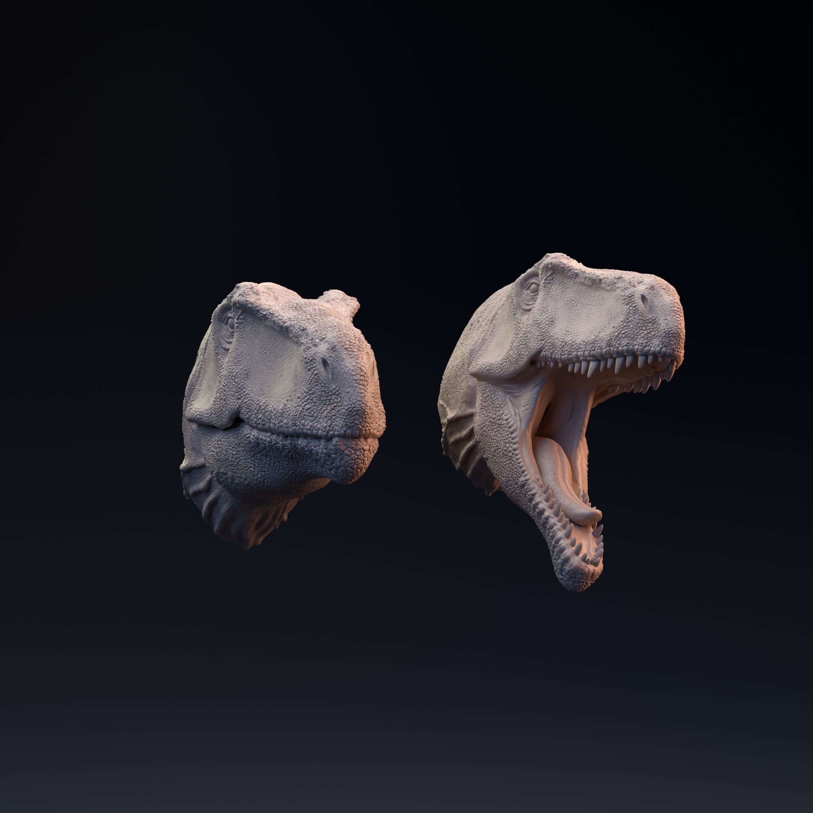 Giganotosaurus head mouth open and closed 3D print model_2