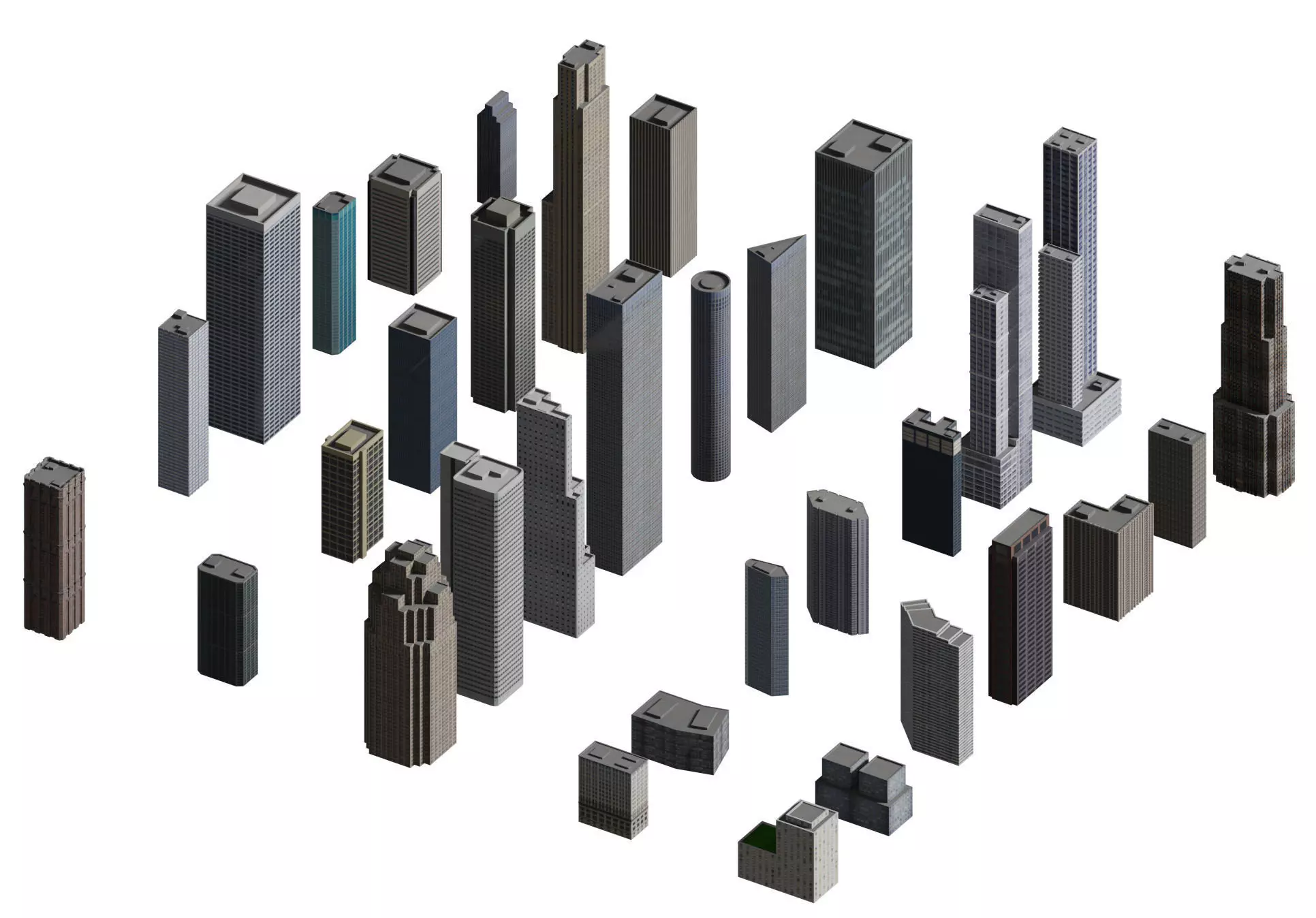 City Downtown Skyscraper Low-poly 3D model