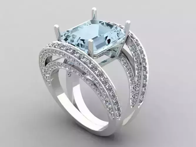 Rings aquamarine and diamond engagement ring