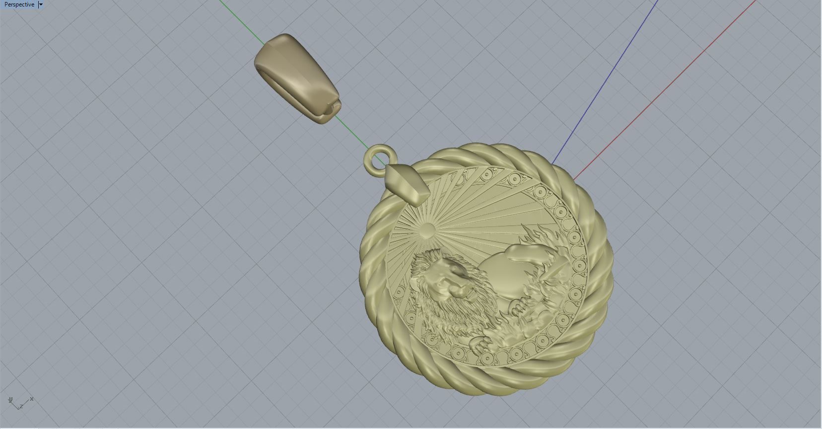 Lion horoscope pendant  3D print model_3