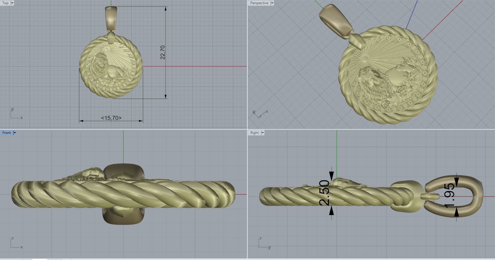 Lion horoscope pendant  3D print model_2