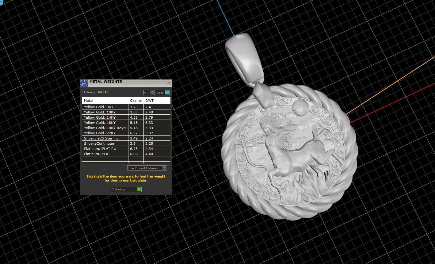 Sagittarius horoscope pendant  3D print model_7