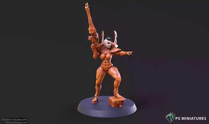 Space Elf Female Soldier Pose 2 - 8 Variants and 2 Pinups