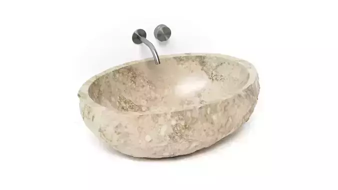 Custom Travertine Sink and Ceadesign Giotto Plus