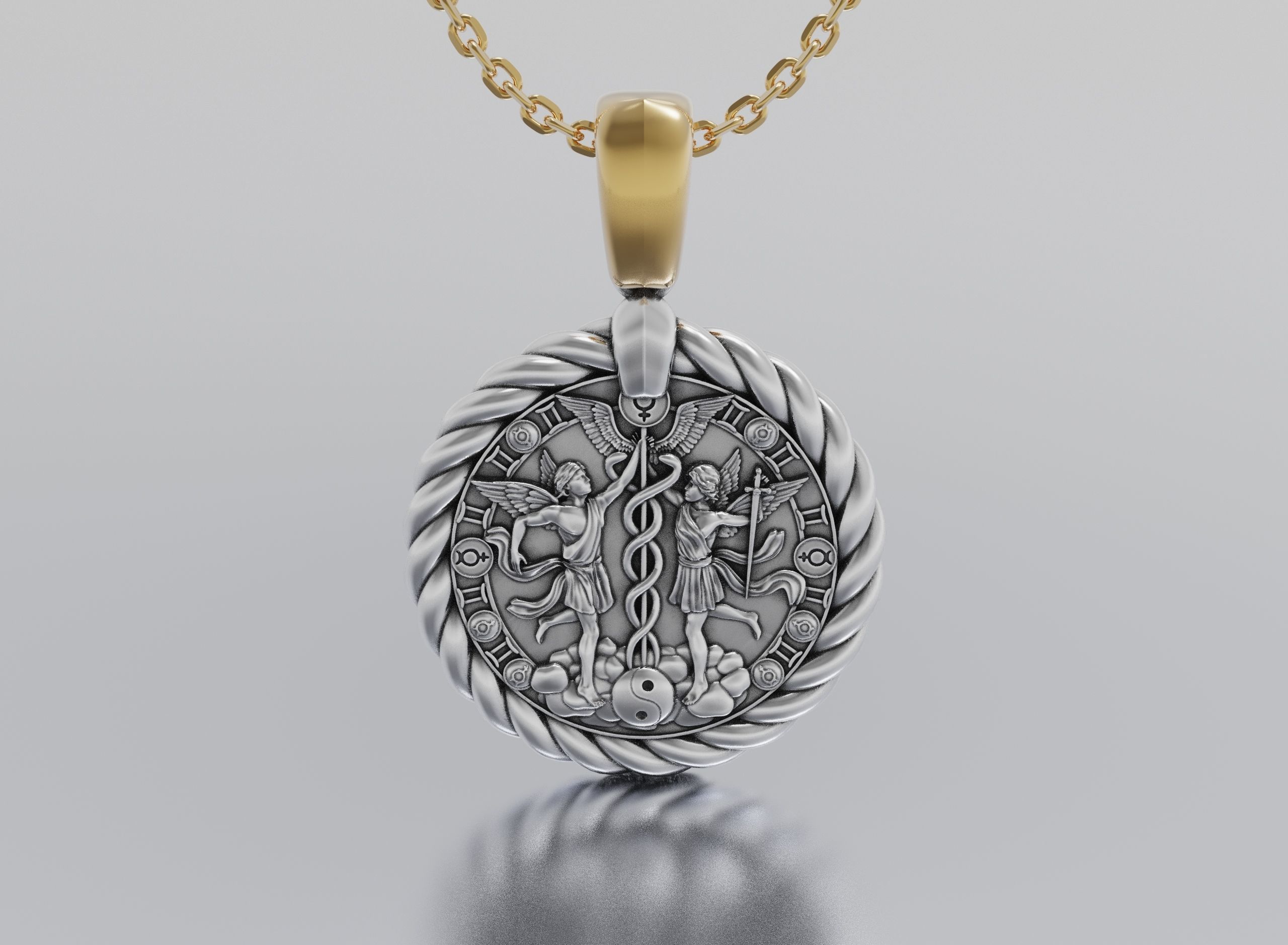Twins horoscope pendant 3D print model_1