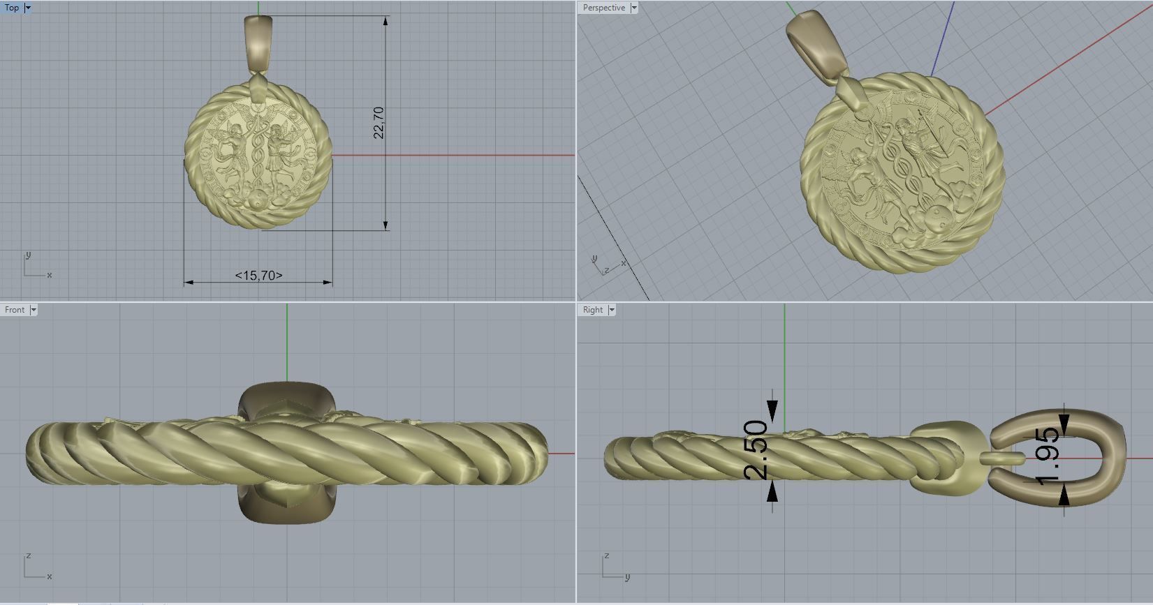 Twins horoscope pendant 3D print model_2