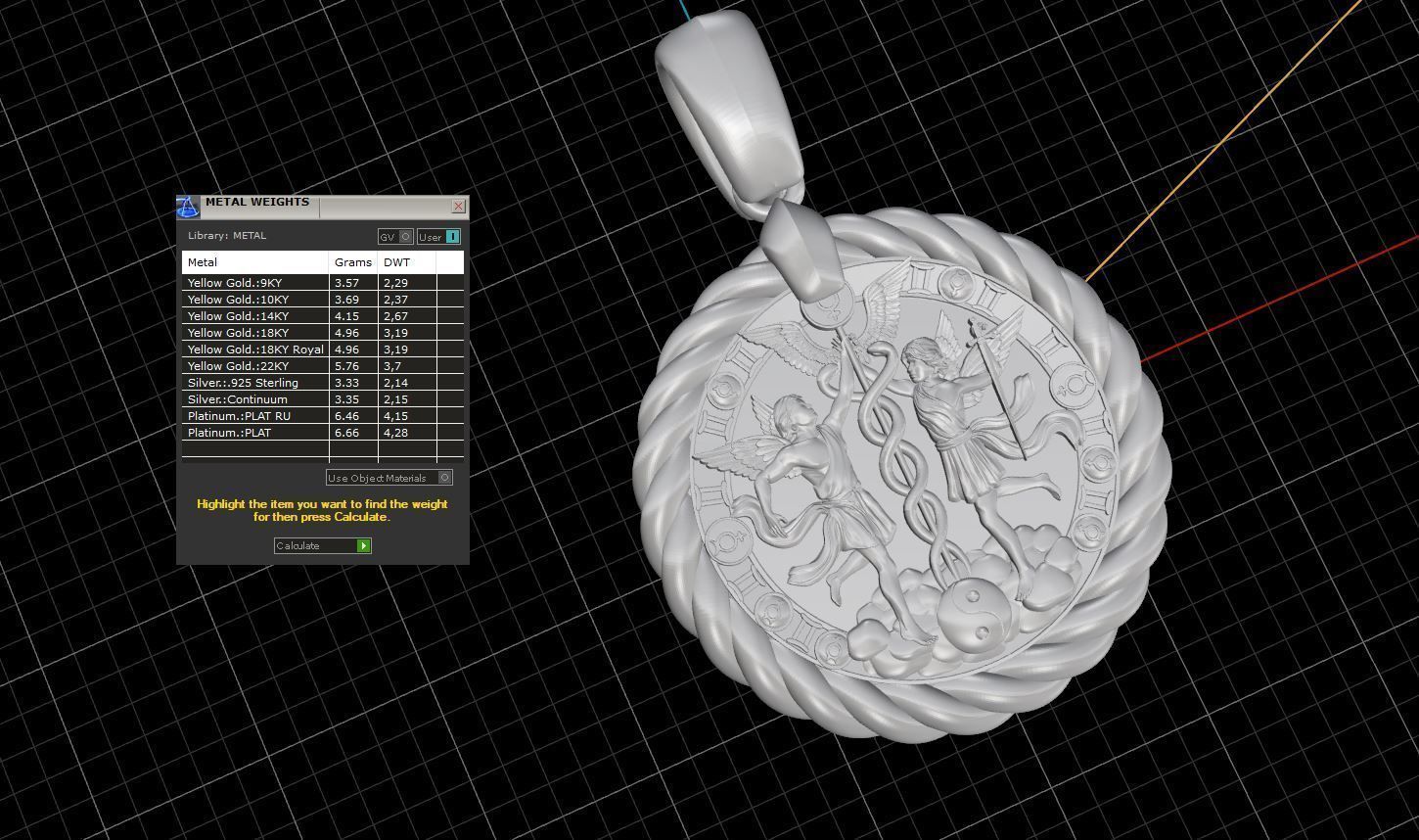 Twins horoscope pendant 3D print model_7