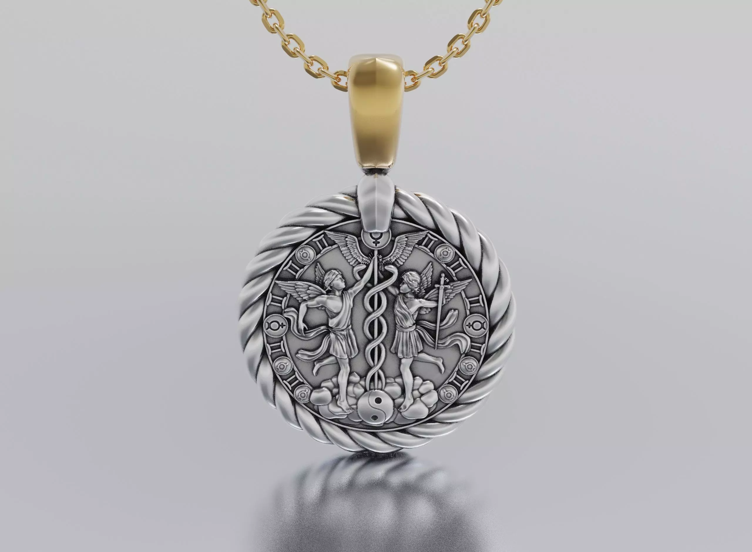Twins horoscope pendant 3D print model_0