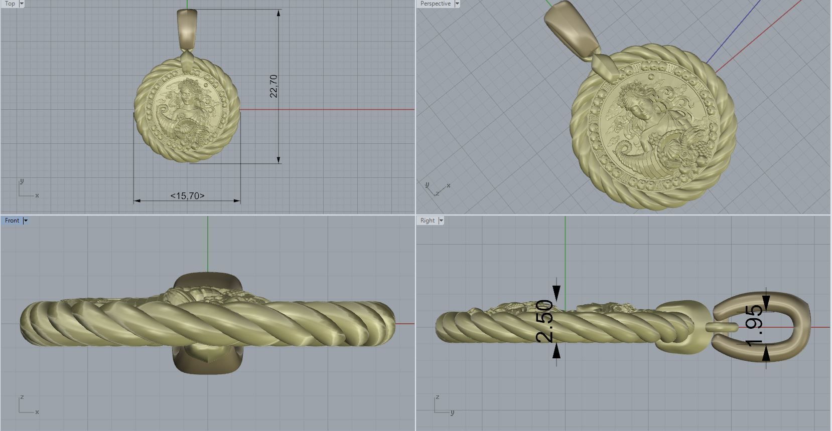 Virgo horoscope pendant 3D print model_2