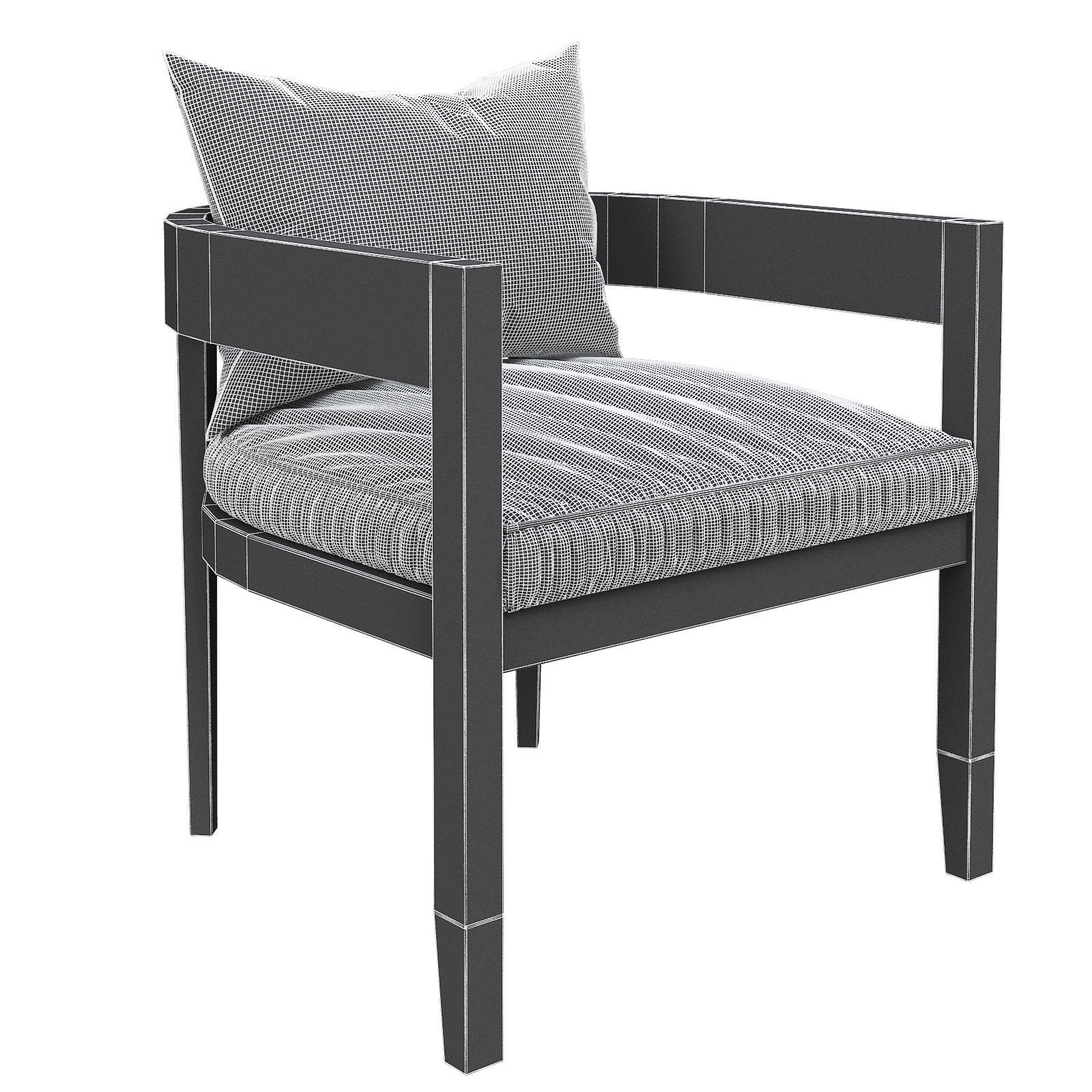 RH Outdoor Baimain restangular table chair Low-poly 3D model_3