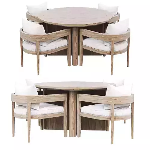 RH Outdoor Baimain restangular table chair