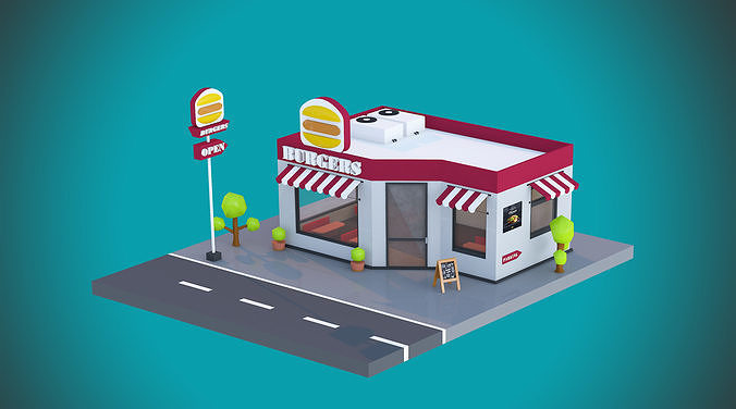 Low poly burger shop