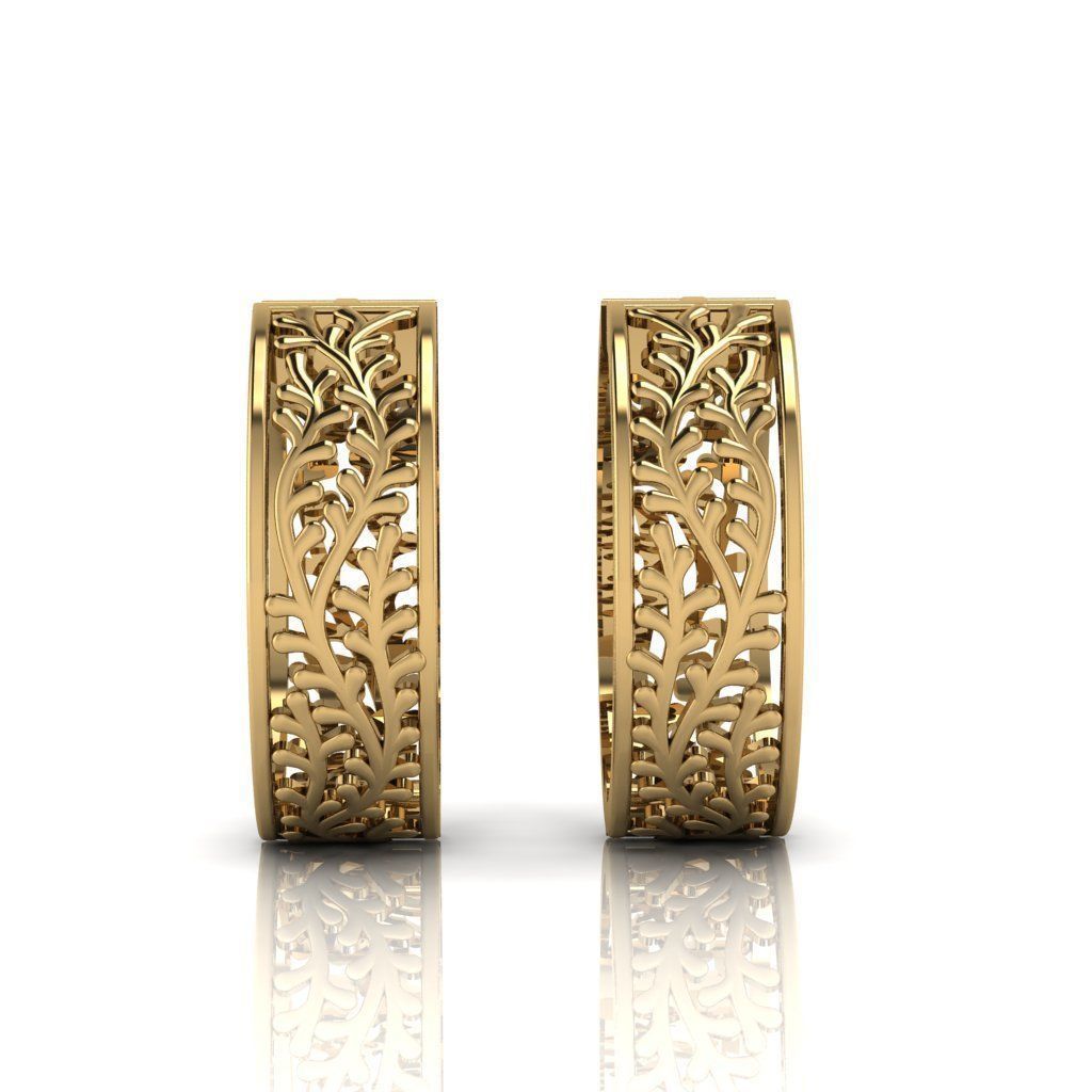 gold earrings 3D print model_2