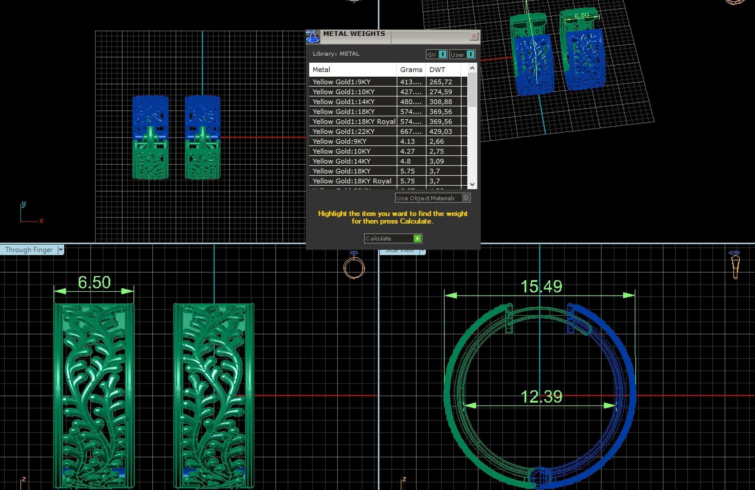 gold earrings 3D print model_3