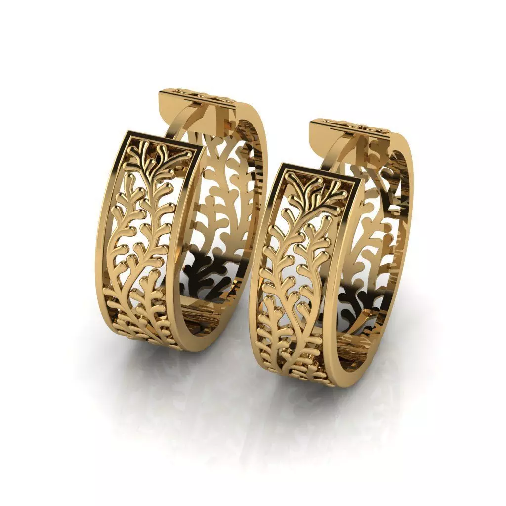 gold earrings 3D print model_0