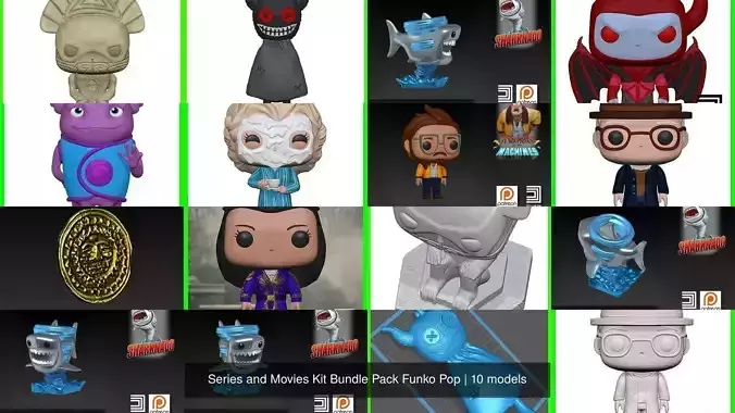 Series and Movies Kit Bundle Pack Funko Pop 3D Model Collection Series and Movies Kit Bundle Pack Funko Pop 3D Model Collection