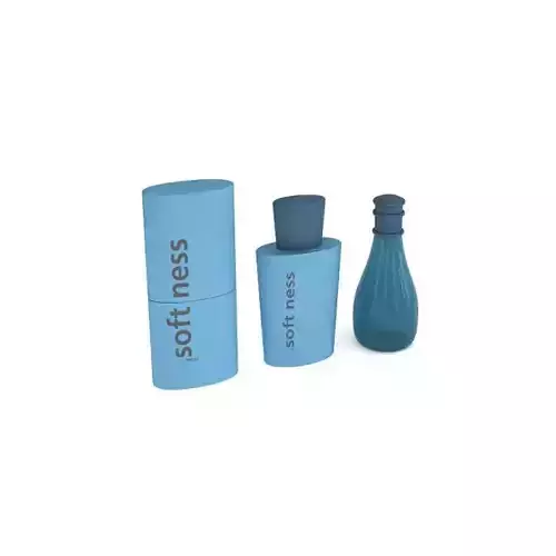 Three Beauty Item In Blue Containers 3D model