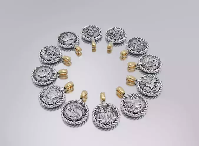 horoscope pendants 3D Model Collection horoscope pendants 3D Model Collection