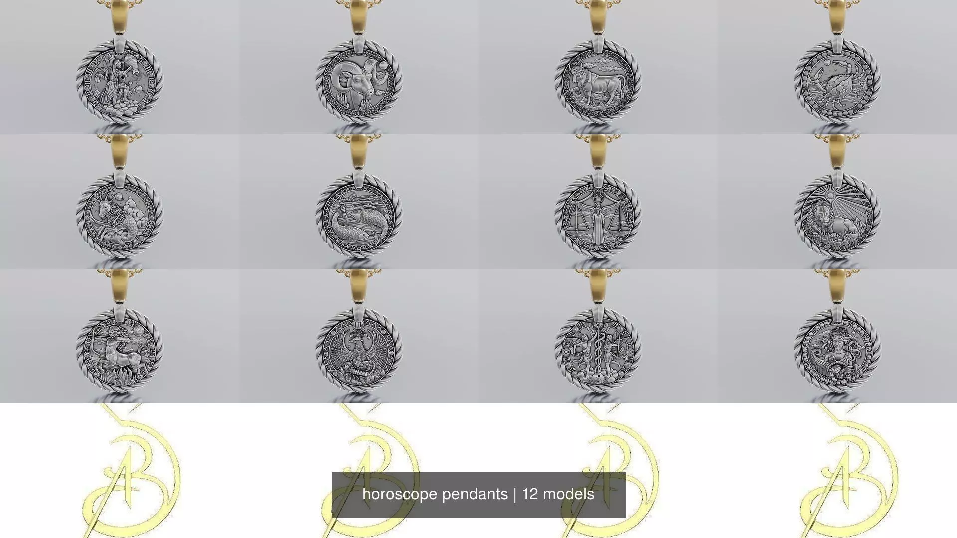 horoscope pendants 3D Model Collection_1