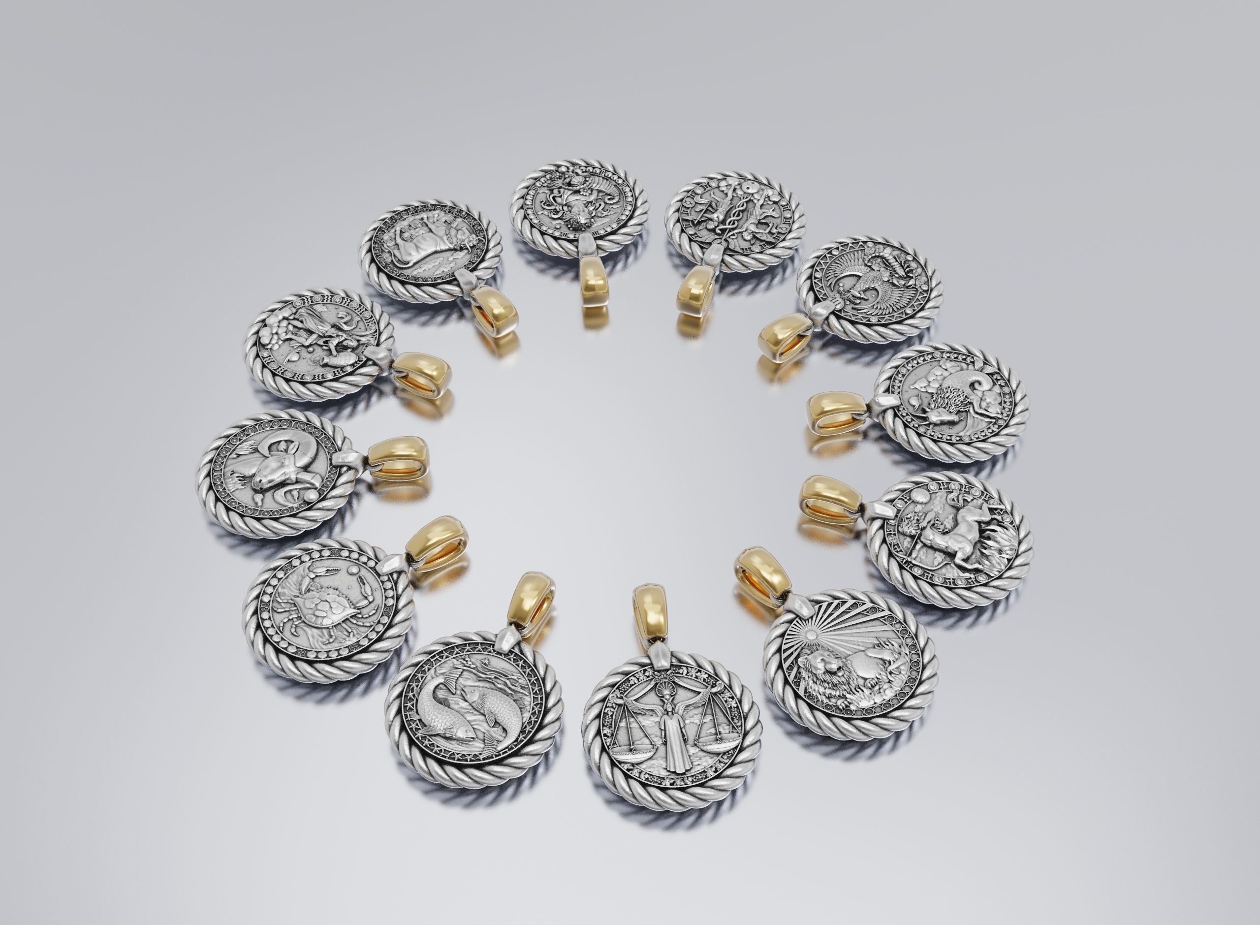 horoscope pendants 3D Model Collection_2