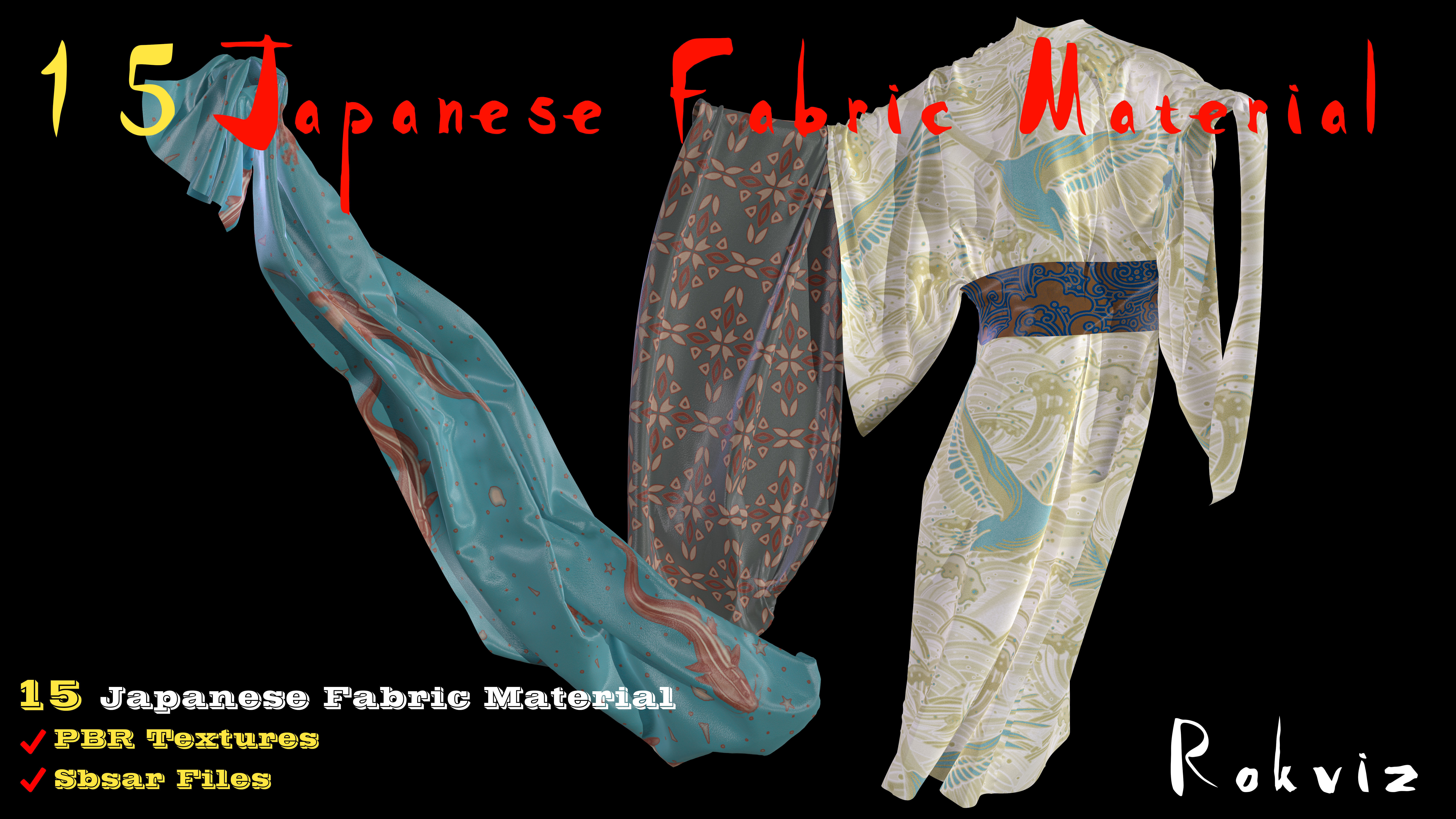 15 PBR Japanese Fabric Materials Texture_4
