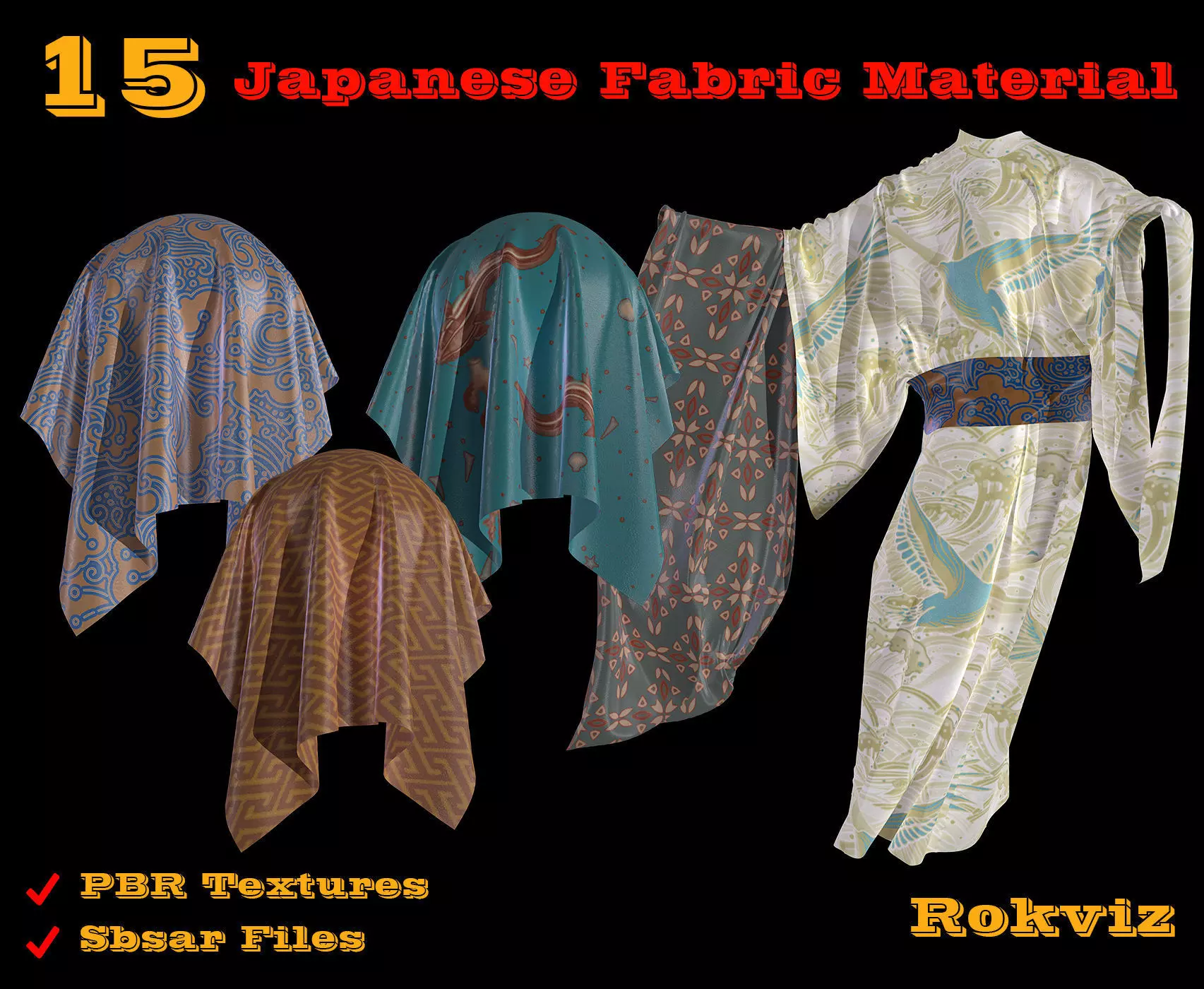 15 PBR Japanese Fabric Materials Texture_0