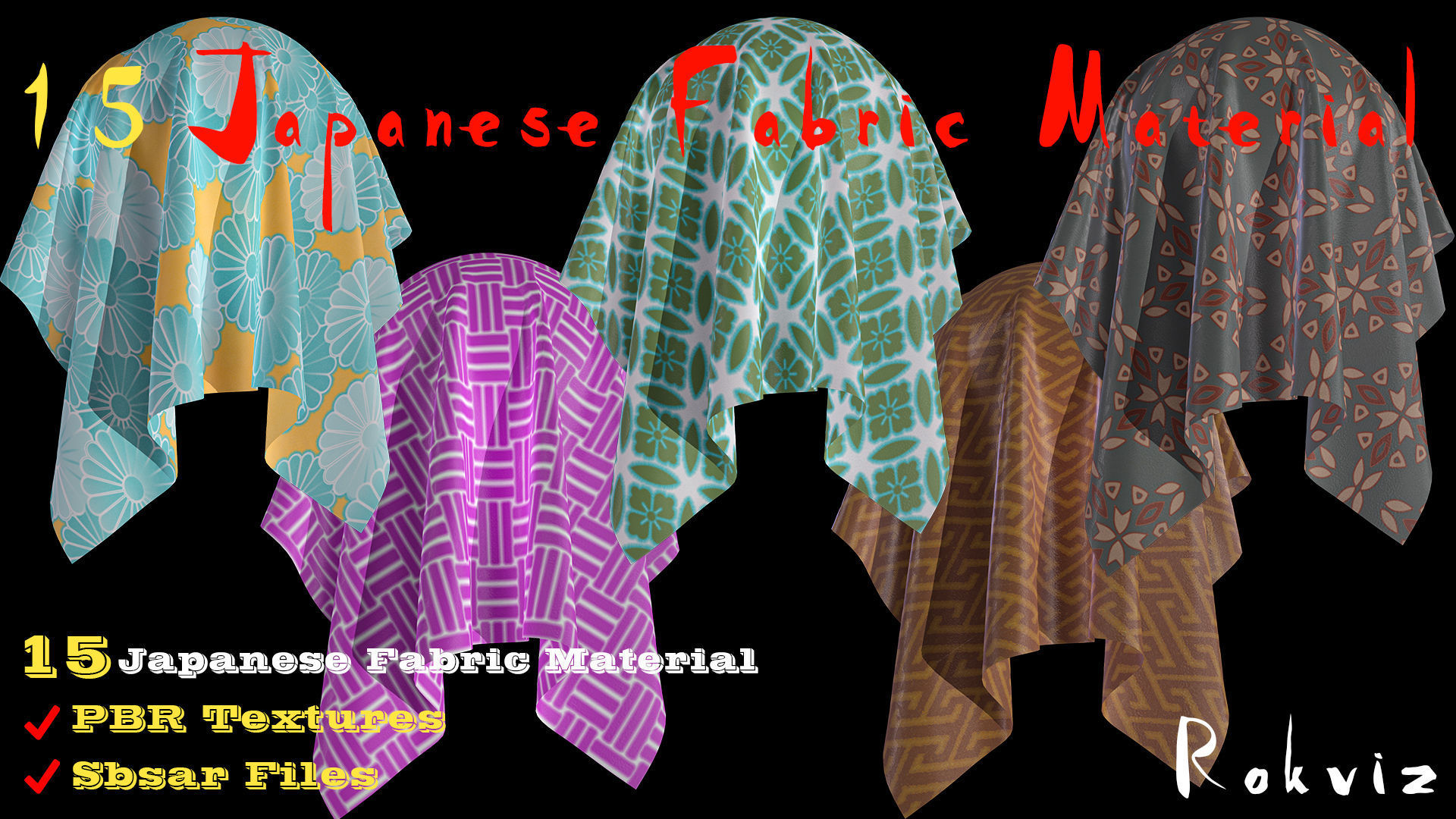 15 PBR Japanese Fabric Materials Texture_3