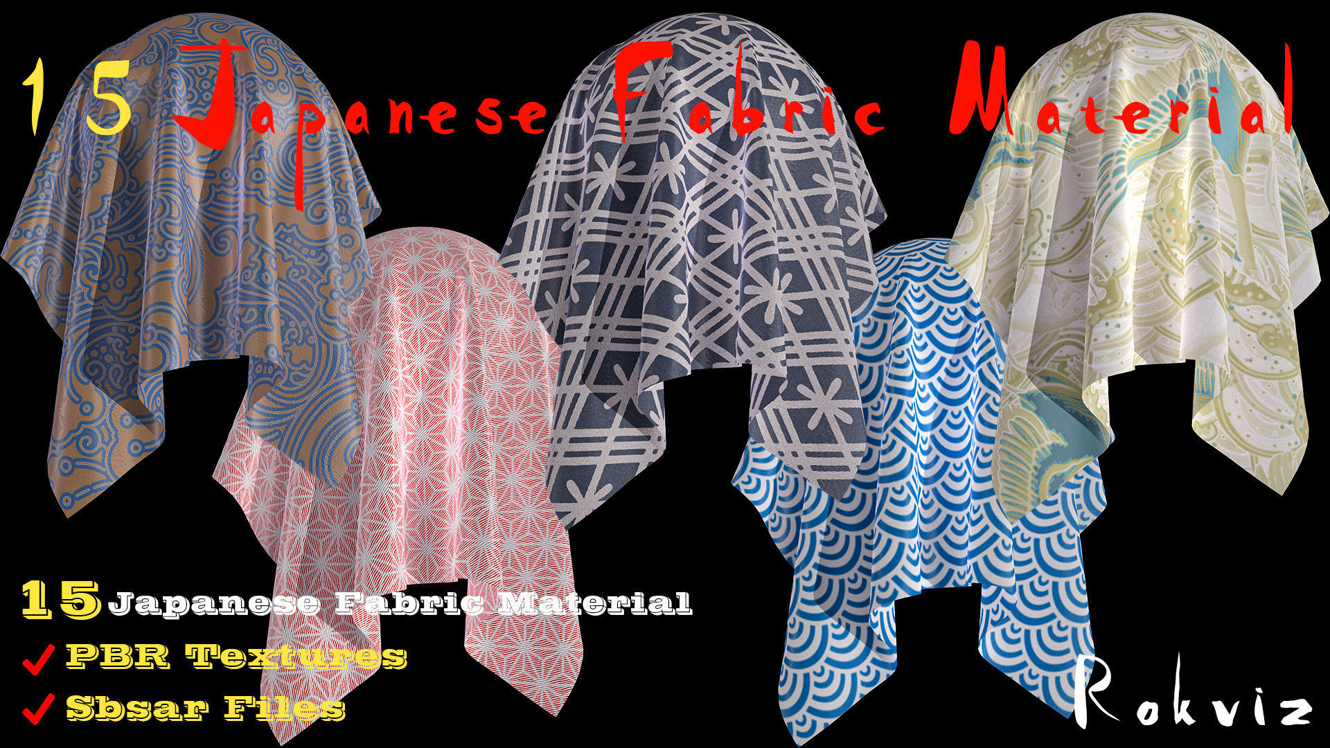15 PBR Japanese Fabric Materials Texture_1
