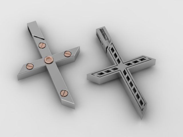 gold cross 3D print model_2