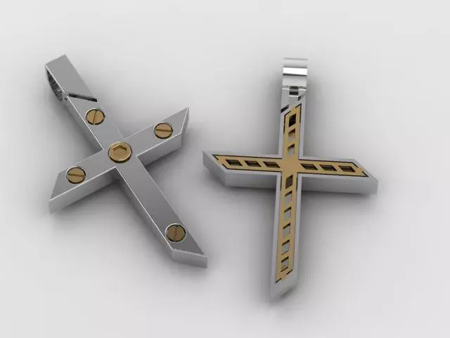 gold cross 3D print model_0