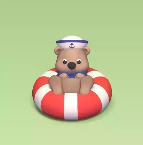 Otter on the Pool Float 3D print model