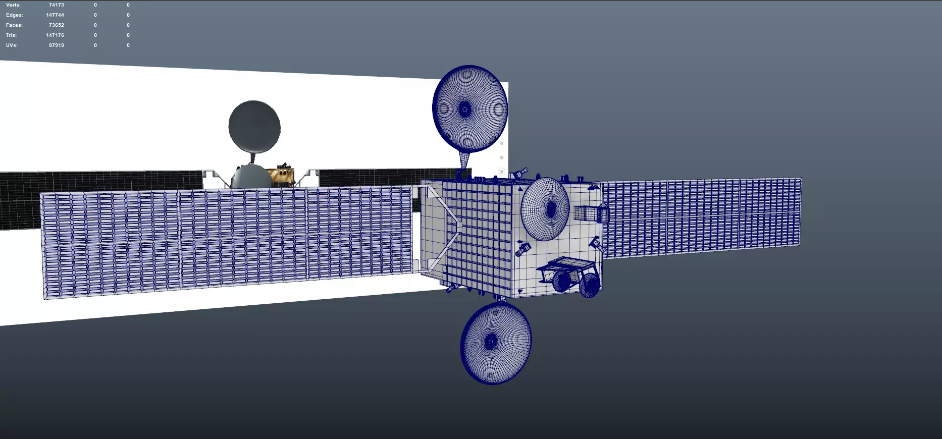TURKSAT 6A COMMUNICATION SATELITE Low-poly 3D model_0
