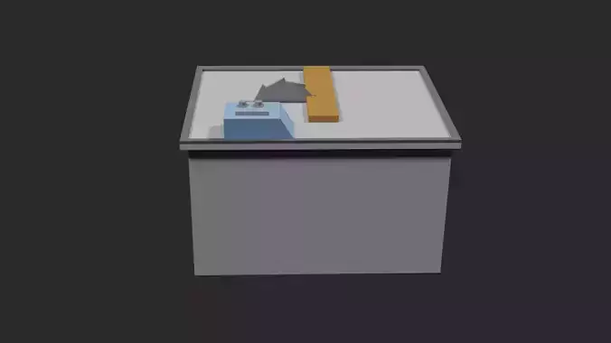 Lowpoly Saw-Table table with knife