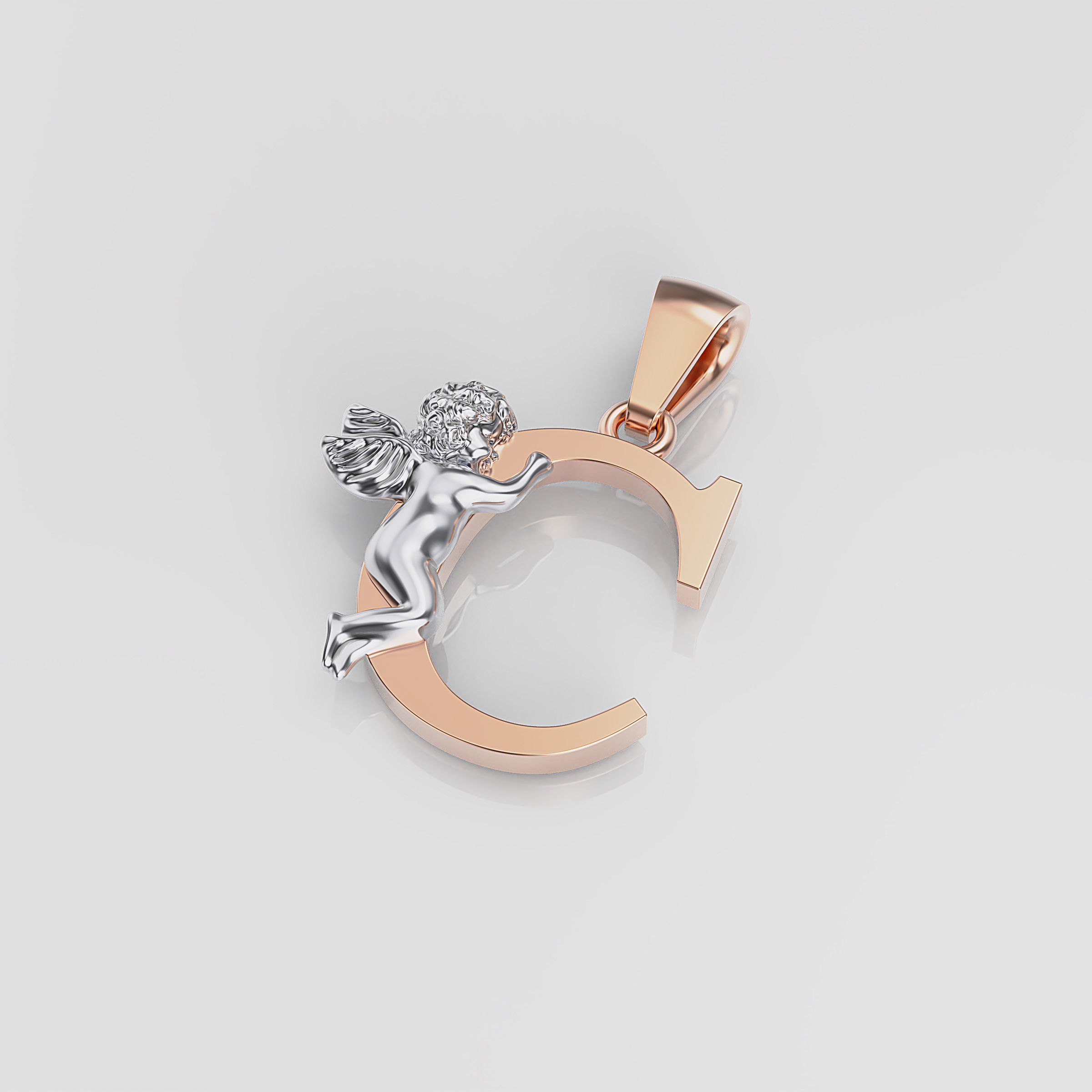 Pendant Letter C 3D print model_9