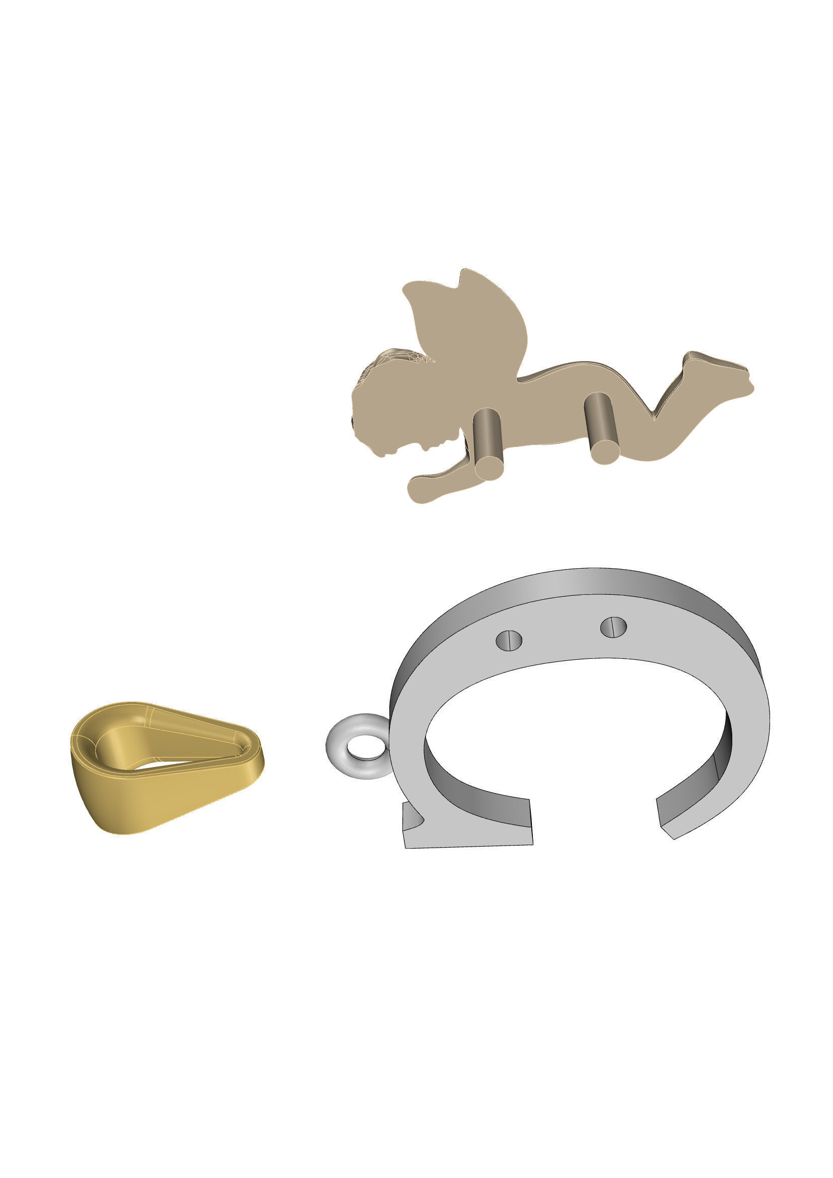 Pendant Letter C 3D print model_7