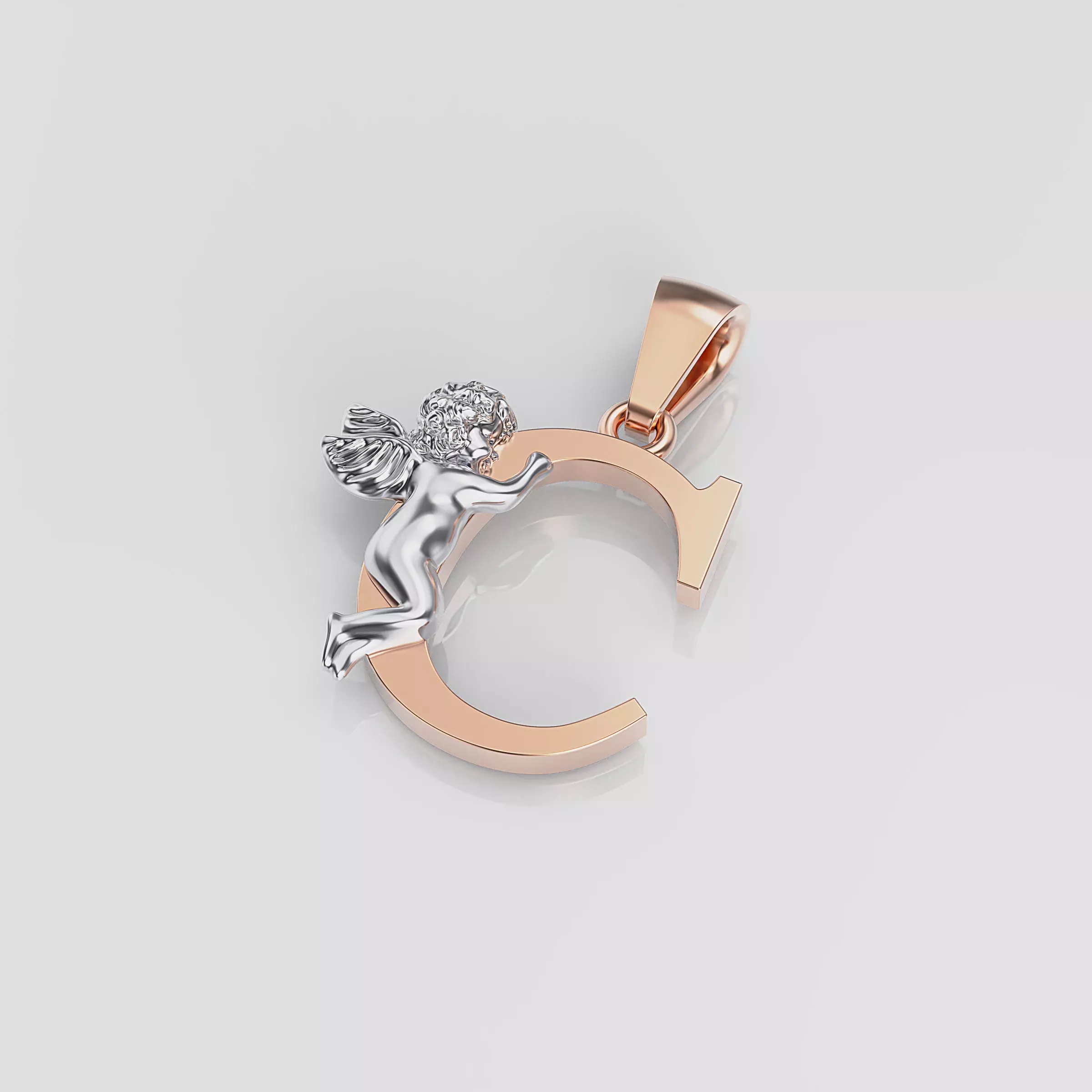 Pendant Letter C 3D print model_0