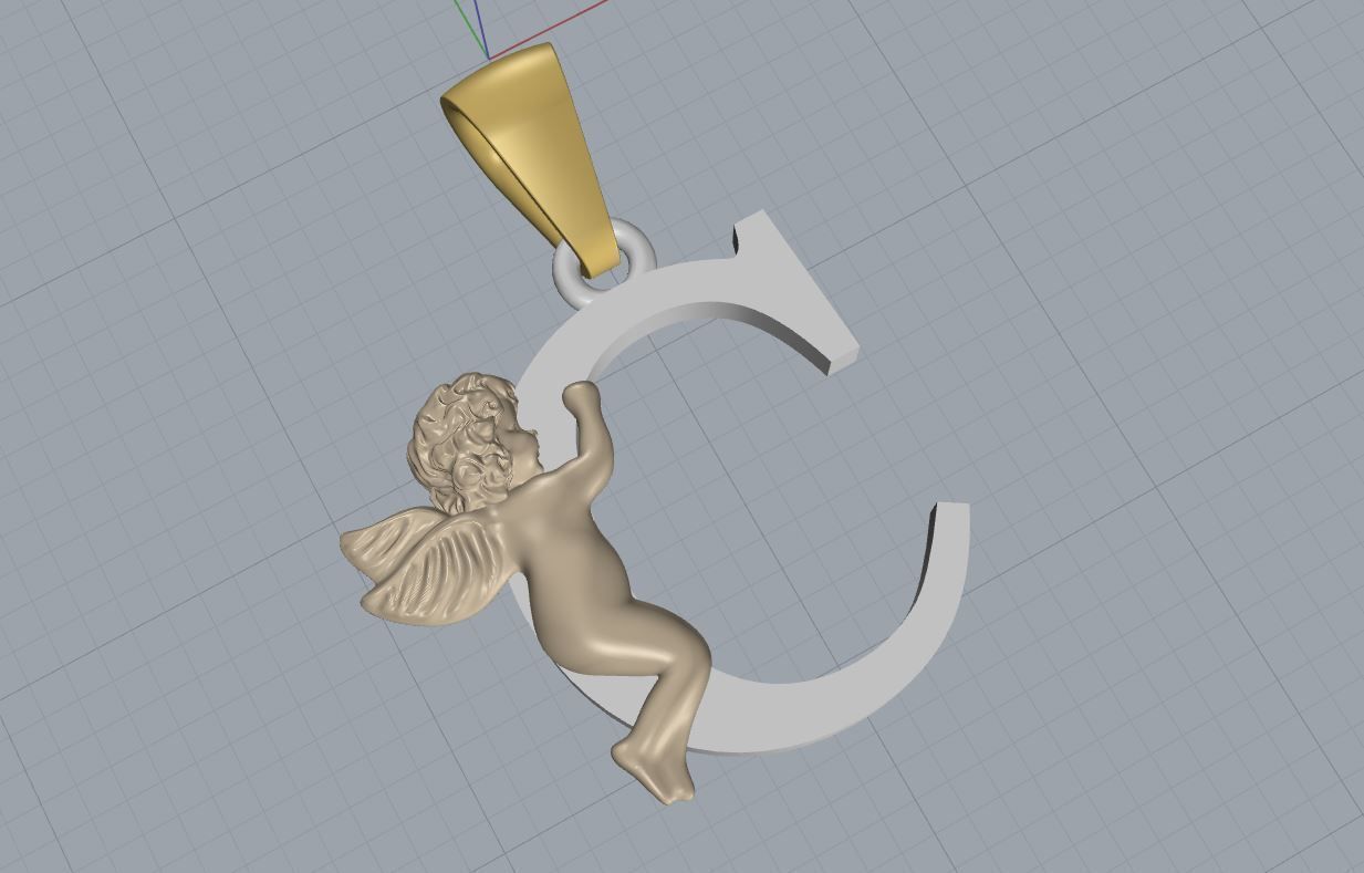 Pendant Letter C 3D print model_12