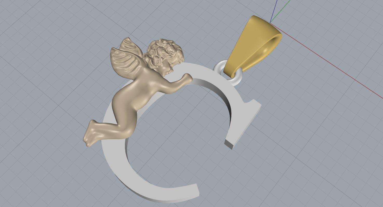 Pendant Letter C 3D print model_11