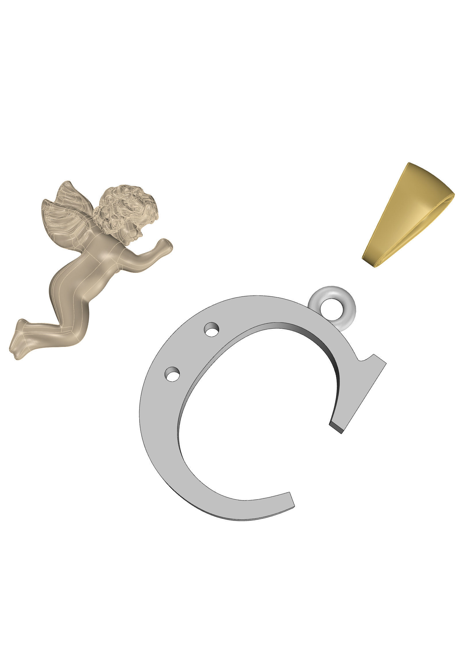 Pendant Letter C 3D print model_6