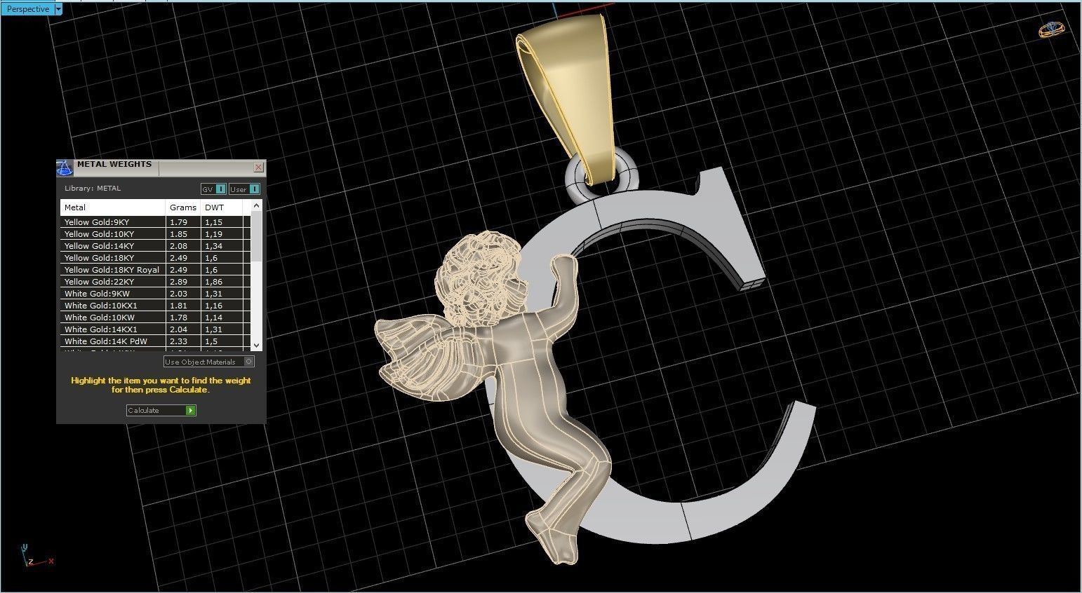 Pendant Letter C 3D print model_17