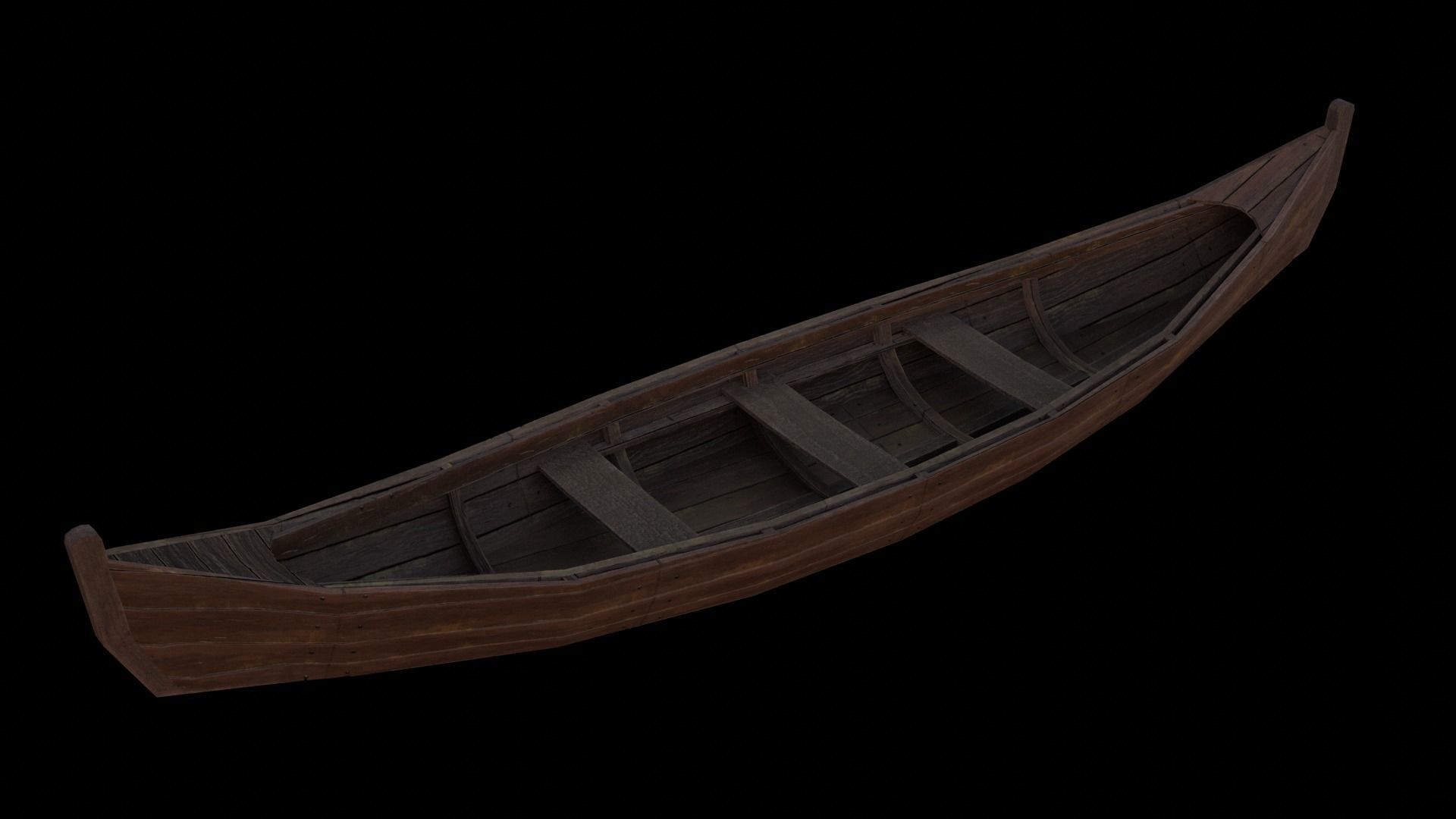 Low Poly Boat viking canoe Low-poly 3D model_4