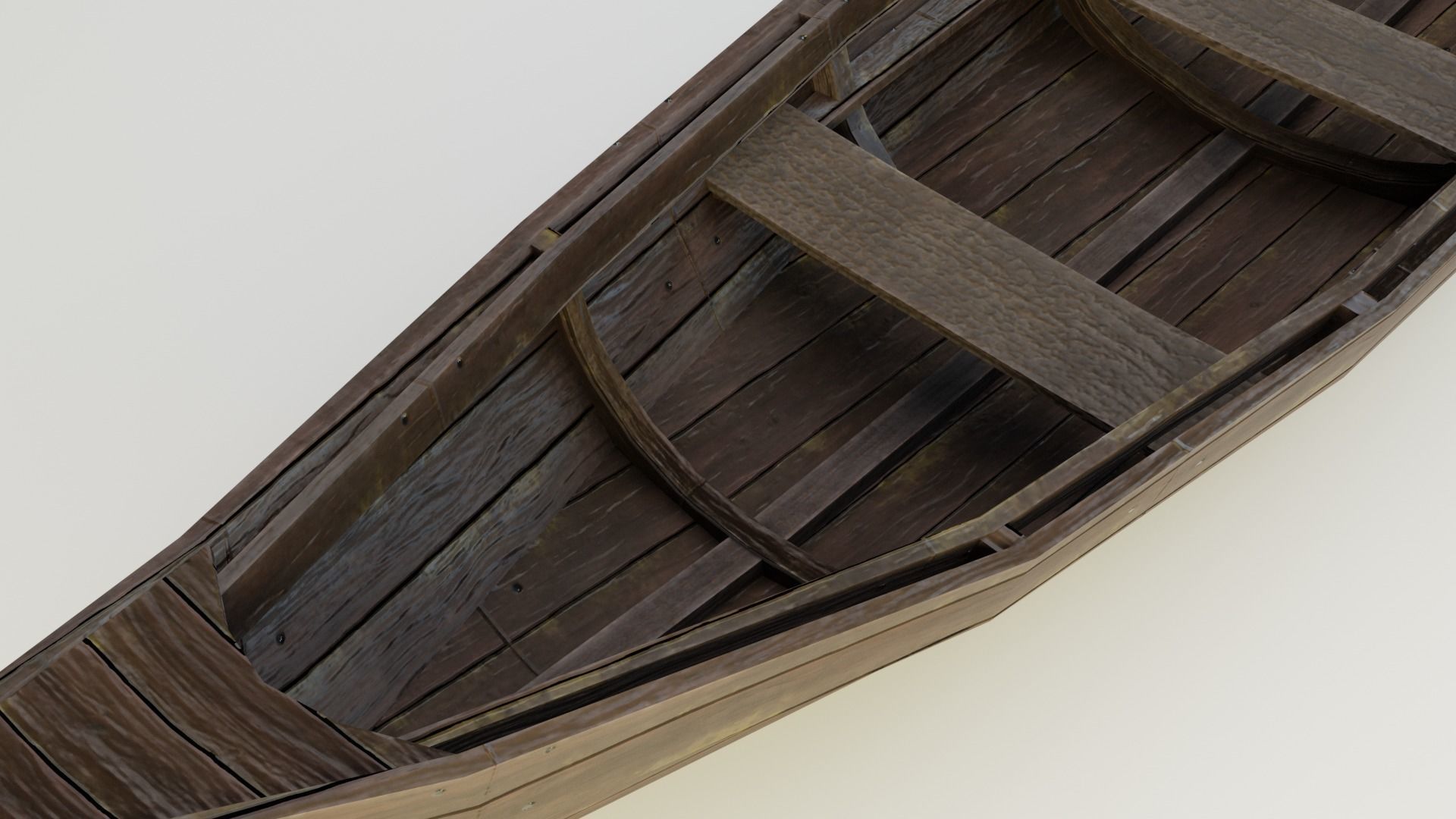 Low Poly Boat viking canoe Low-poly 3D model_2