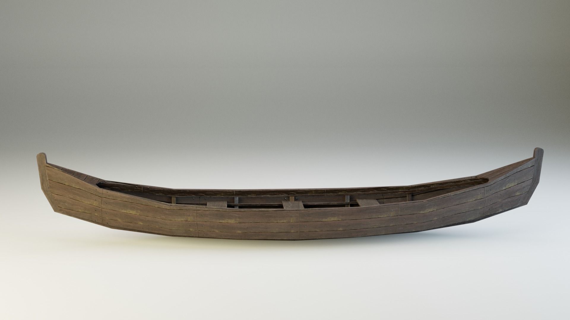 Low Poly Boat viking canoe Low-poly 3D model_1