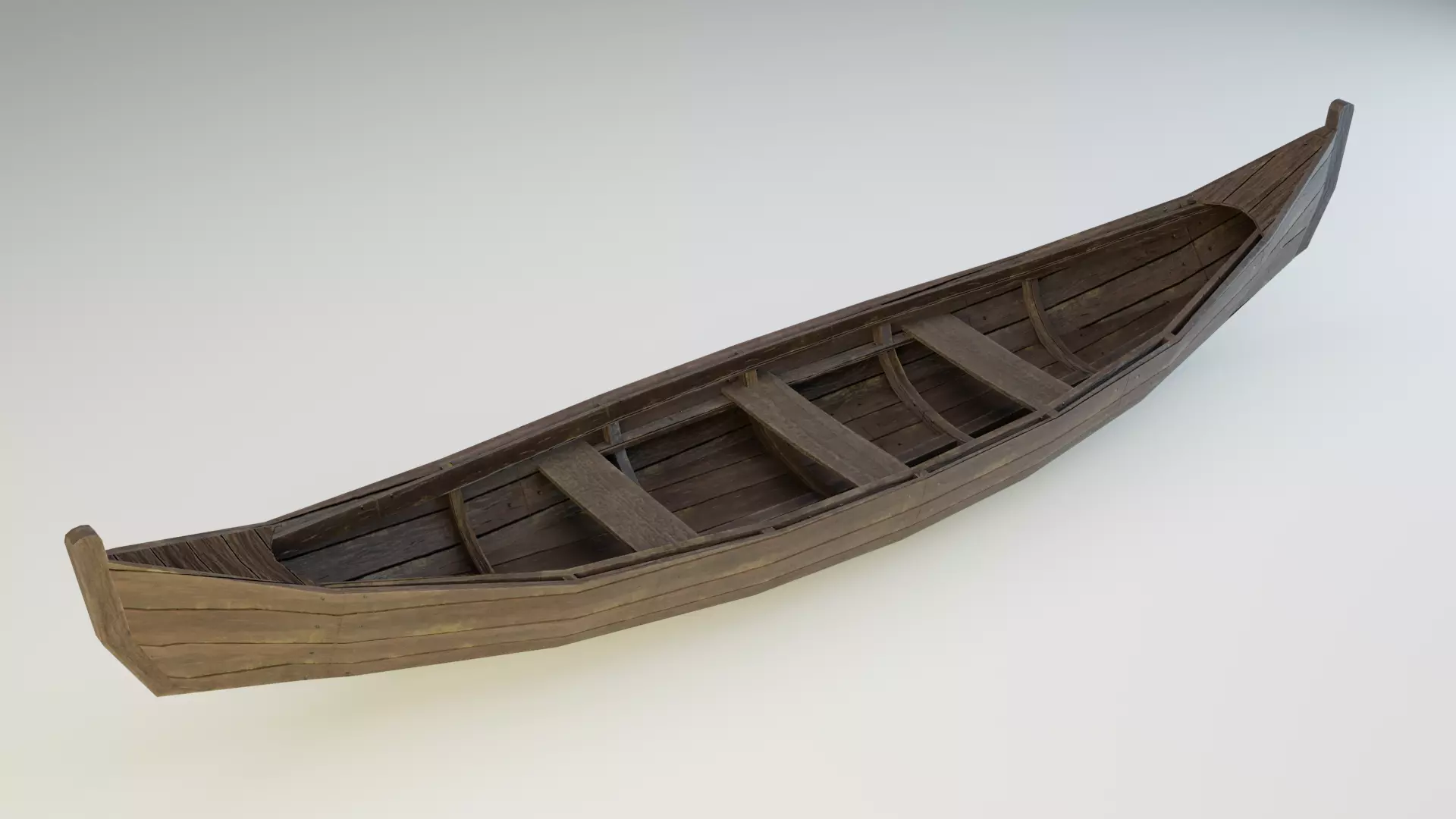 Low Poly Boat viking canoe Low-poly 3D model_0